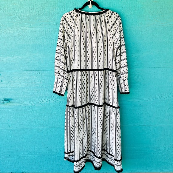 TUCKERNUCK HUNTER BELL BLACK WHITE TIERED MAXI DRESS SIZE LARGE - Picture 14 of 15